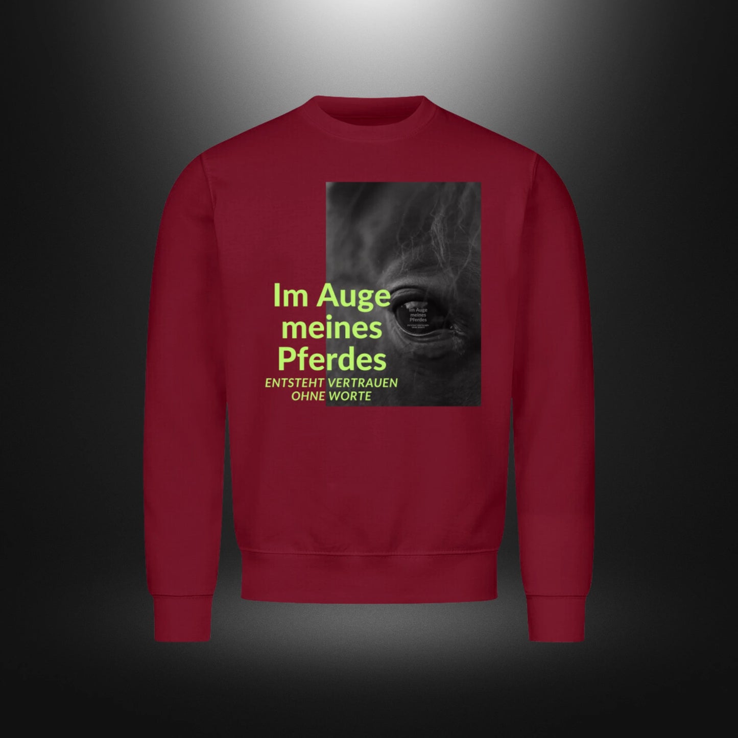Classic Sweatshirt - Im Auge meines Pferdes ENTSTEHT VERTRAUEN OHNE WORTE Rappe