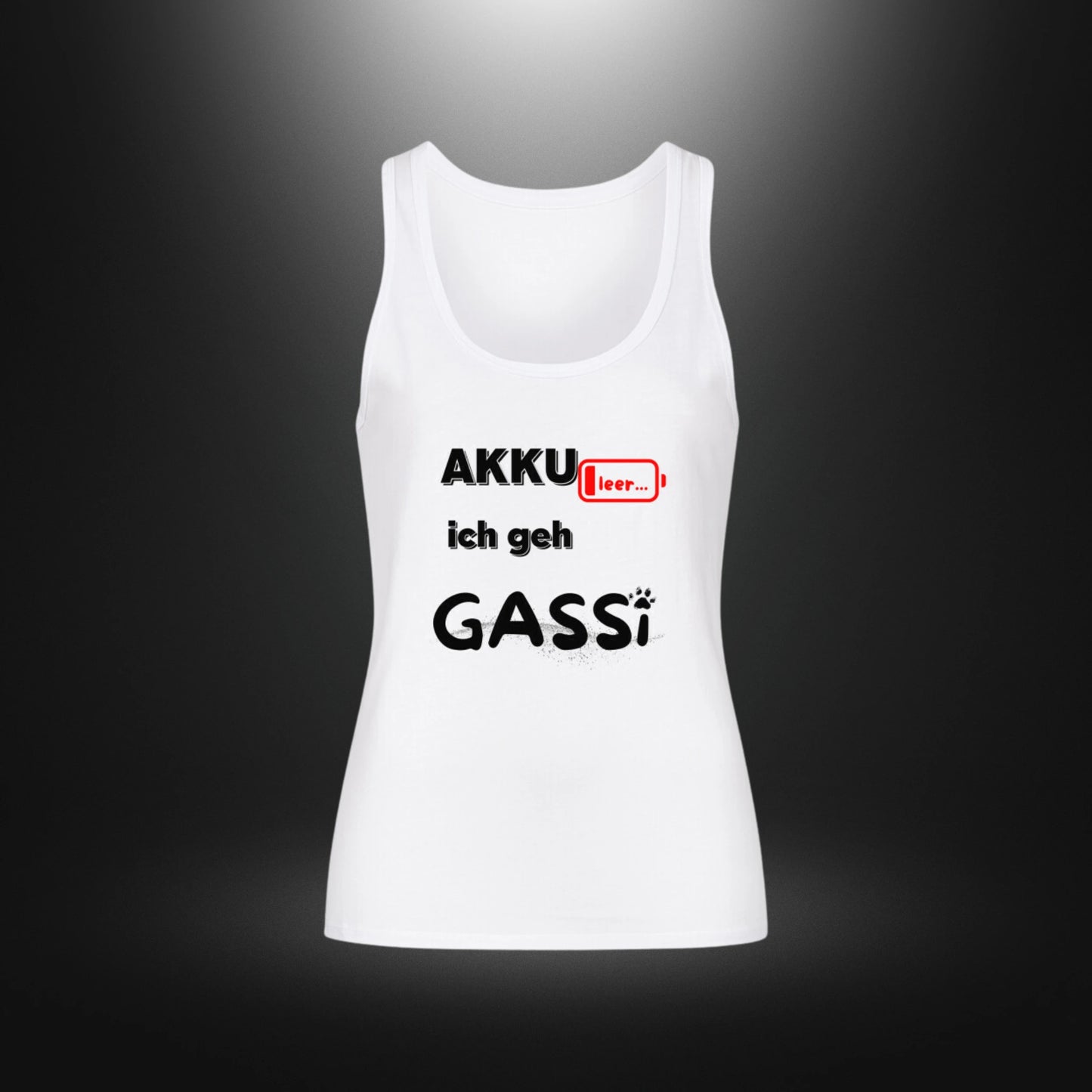 Premium Organic Tanktop Women - AKKU leer ich geh GASSI