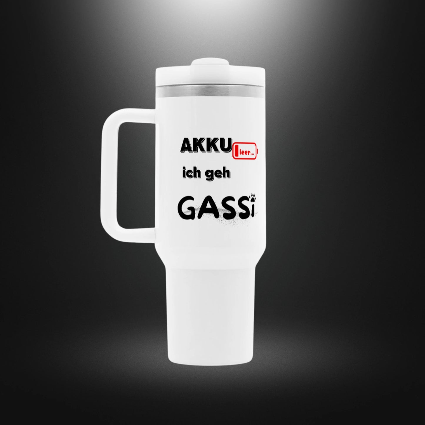 Thermobecher - AKKU leer ich geh GASSI