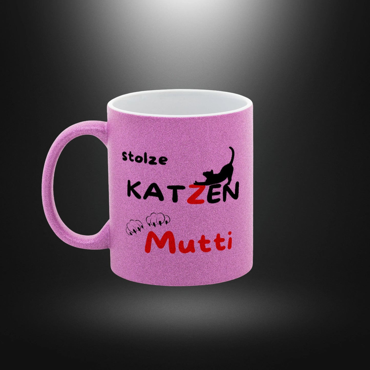 Glitzer-Tasse - stolze KATZEN Mutti