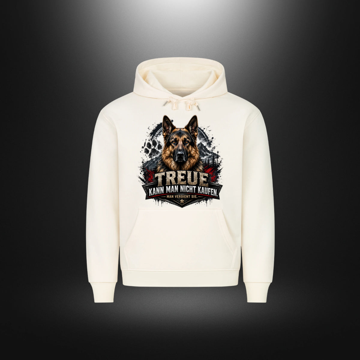Hoodie mit Schäferhund-Motiv – DOG DAD in Beige