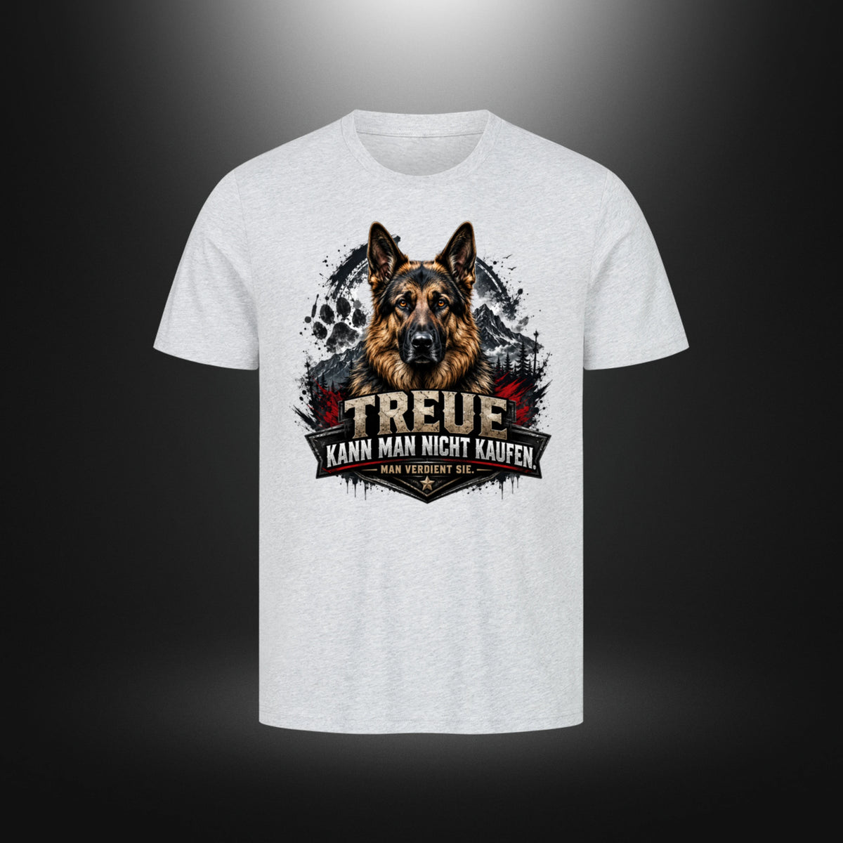 T-Shirt mit Schäferhund-Motiv – DOG DAD in Heather Grey