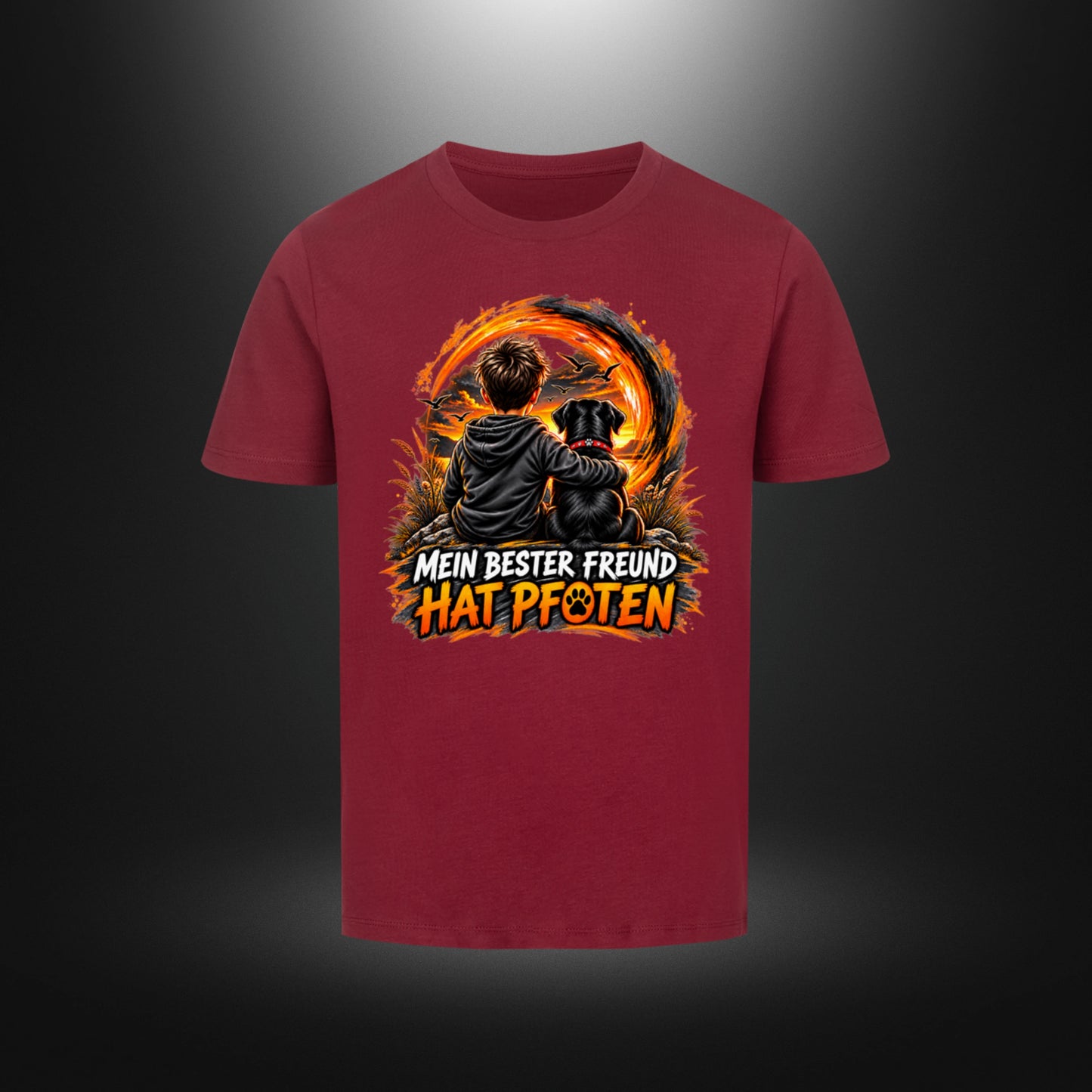 Kinder-T-Shirt mit Hundemotiv „DOG BOY Labrador“ in Weinrot