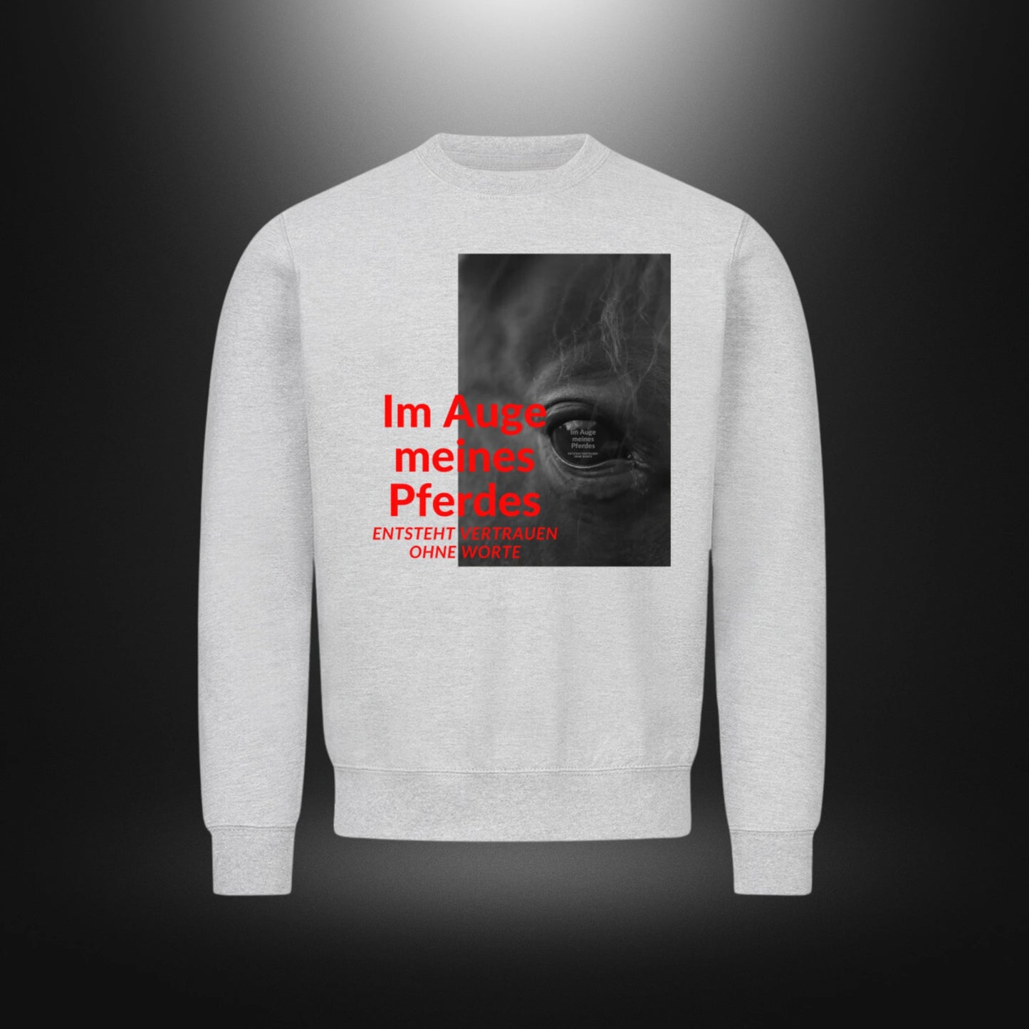 Classic Sweatshirt - Im Auge meines Pferdes ENTSTEHT VERTRAUEN OHNE WORTE Rappe