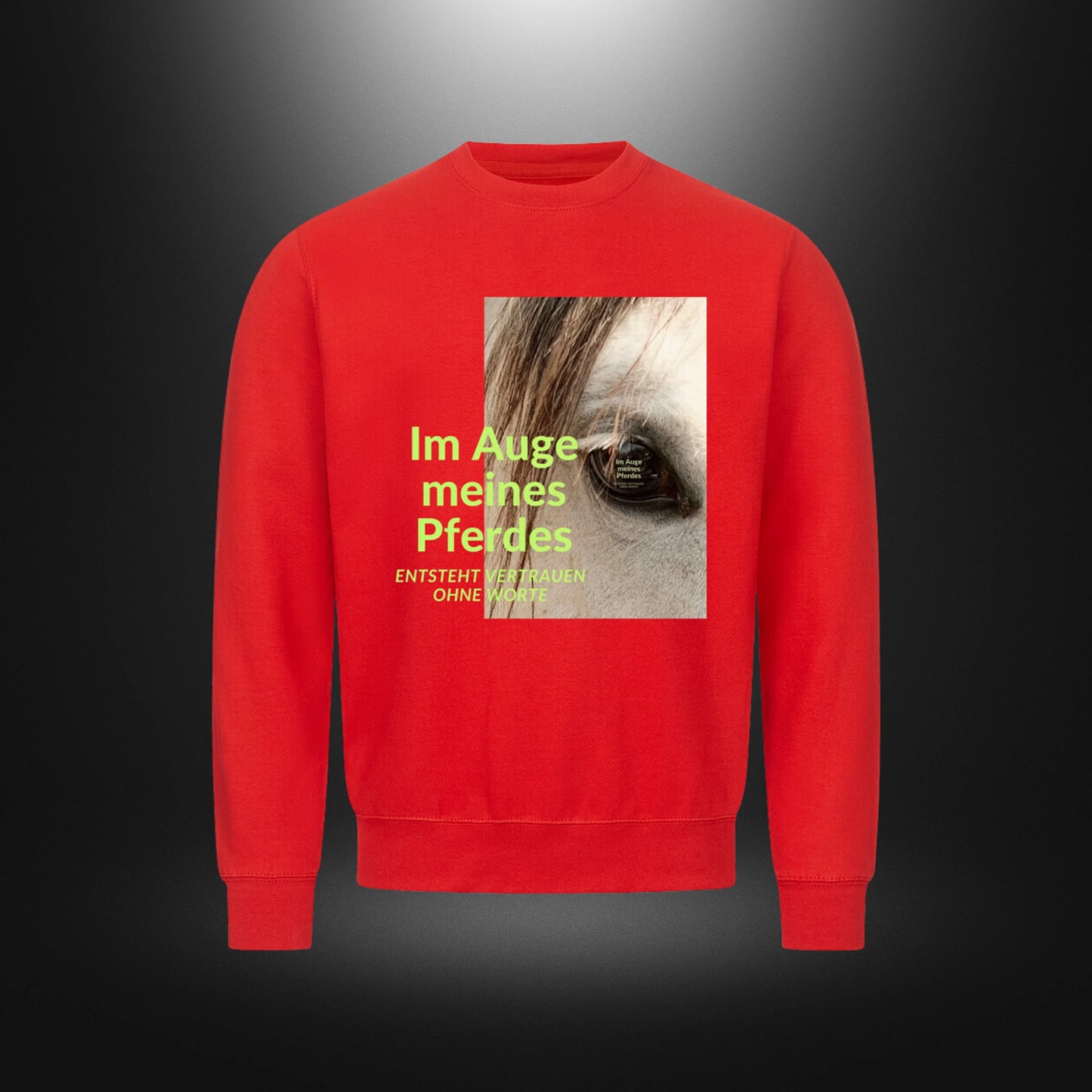 Classic Sweatshirt - Im Auge meines Pferdes ENTSTEHT VERTRAUEN OHNE WORTE Schimmel