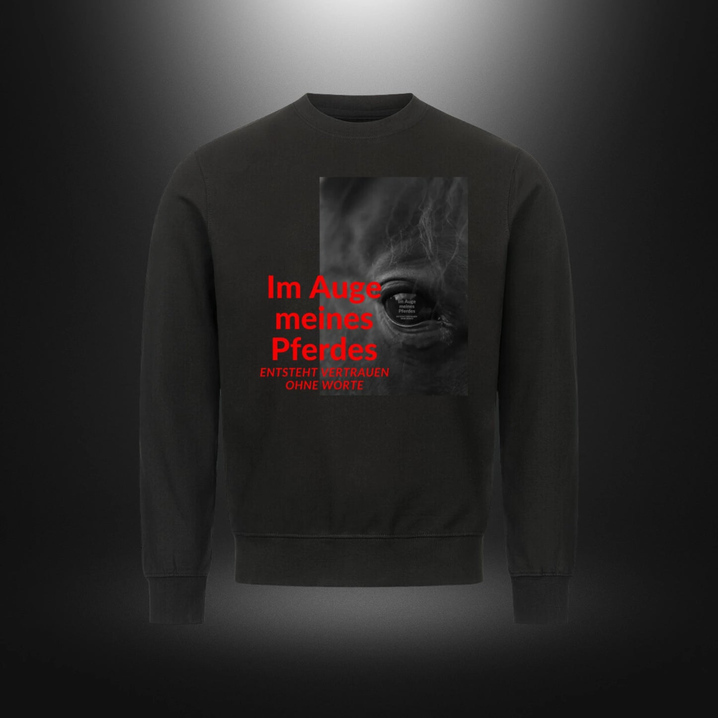 Classic Sweatshirt - Im Auge meines Pferdes ENTSTEHT VERTRAUEN OHNE WORTE Rappe
