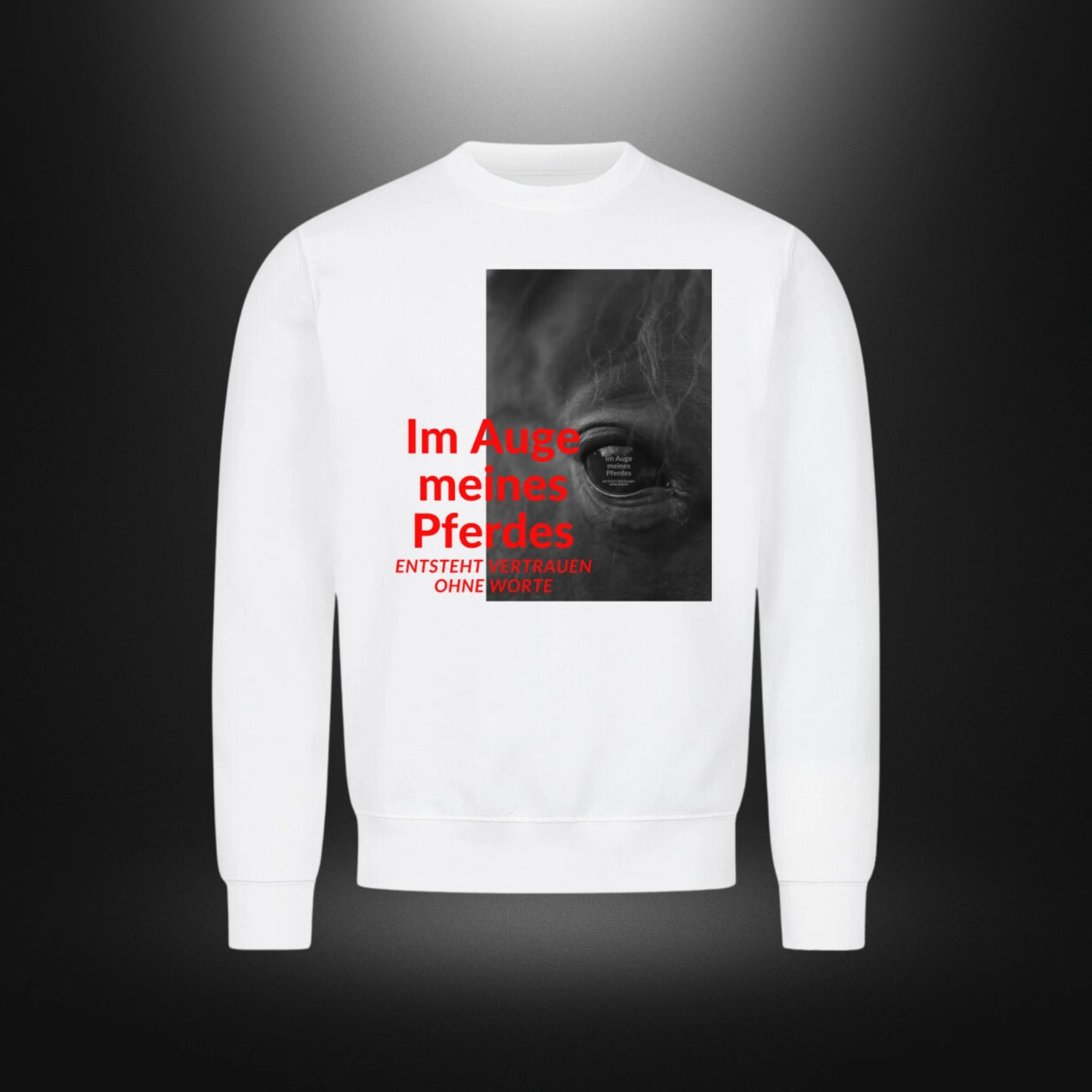 Classic Sweatshirt - Im Auge meines Pferdes ENTSTEHT VERTRAUEN OHNE WORTE Rappe