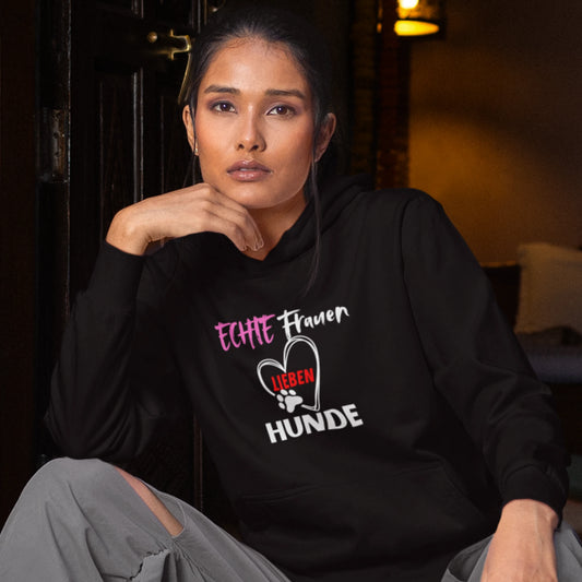 HigherBlanks Premium Hoodie - ECHTE Frauen LIEBEN HUNDE