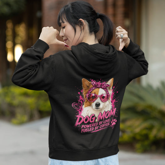DOG MOM Border Collie Motiv mit pinker Brille auf dem Classic Zipper Hoodie