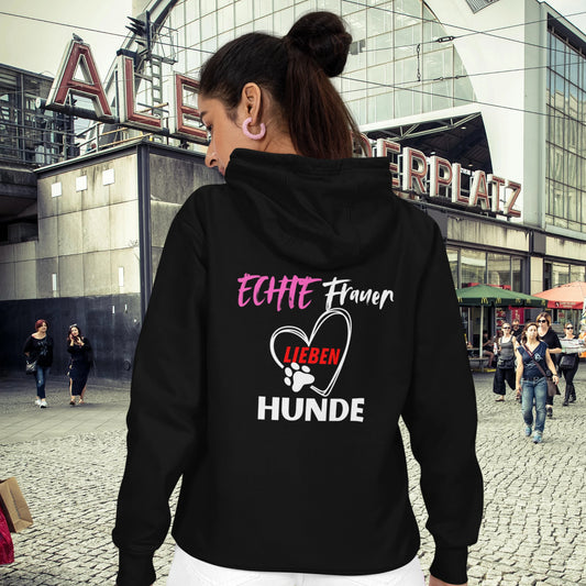 Classic Zipper Hoodie Unisex - ECHTE Frauen LIEBEN HUNDE