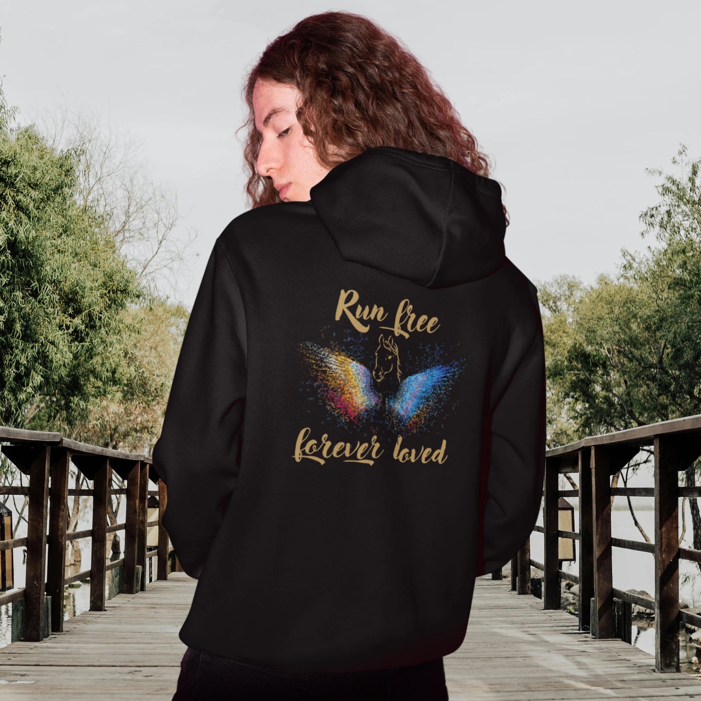 Classic Zipper Hoodie Unisex - Run free forever loved Pferd