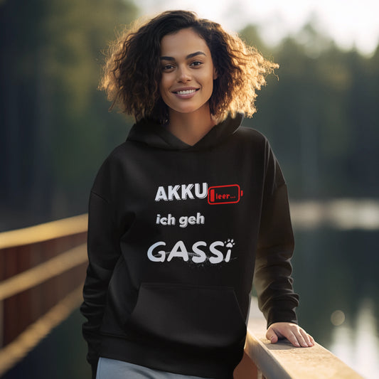 HigherBlanks Premium Hoodie - AKKU leer ich geh GASSI