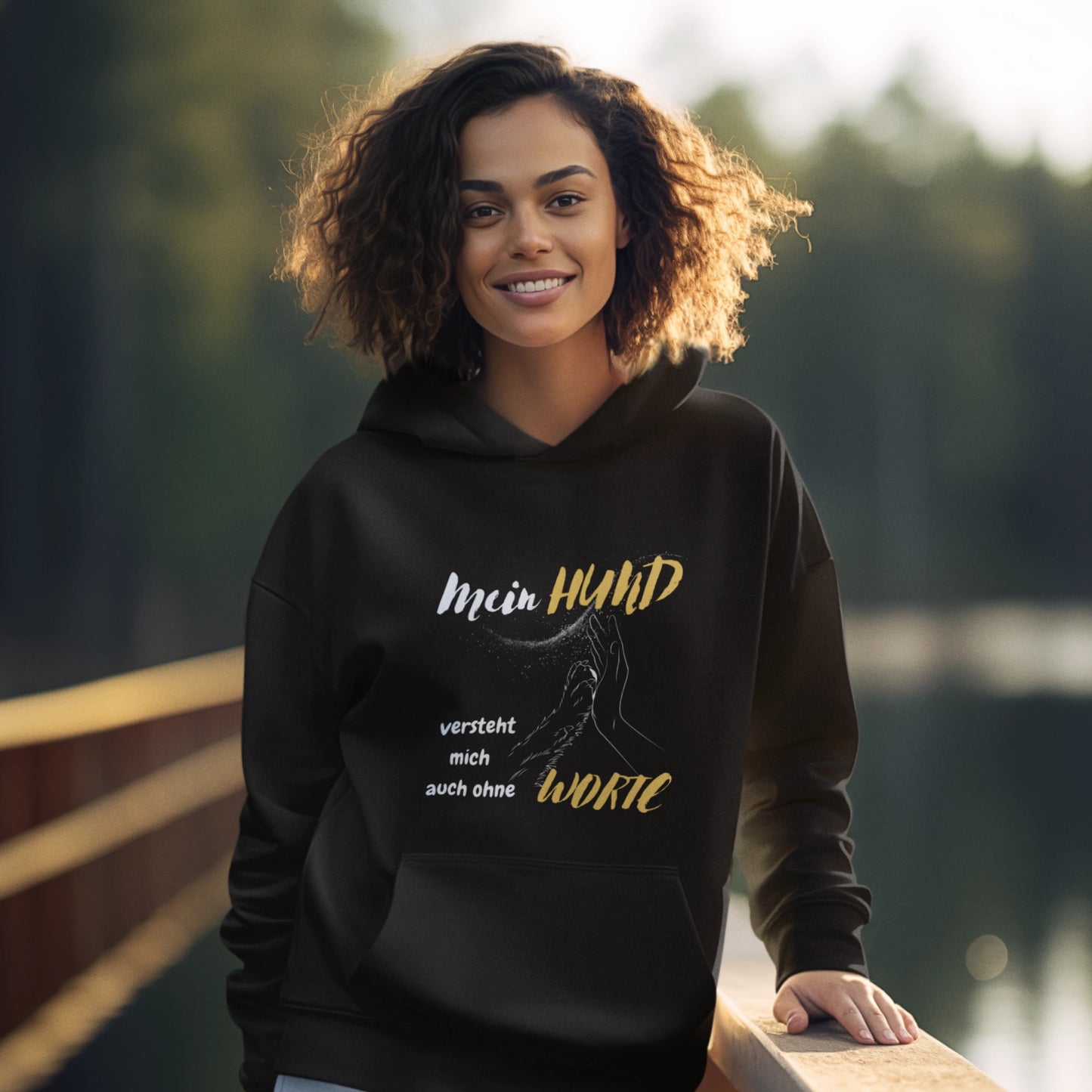 HigherBlanks Premium Hoodie - Mein HUND versteht mich auch ohne WORTE