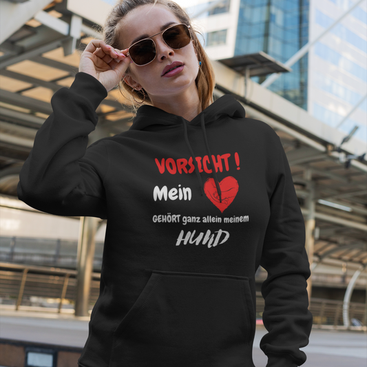 HigherBlanks Premium Hoodie - VORSICHT ! Mein Herz gehört ganz allein meinem Hund