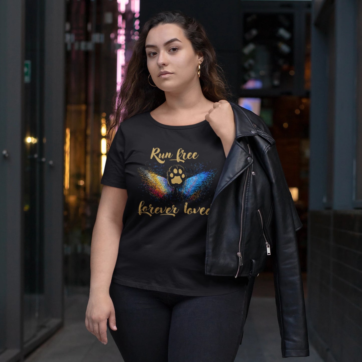 Premium Organic Shirt Women - Run free forever loved Katze