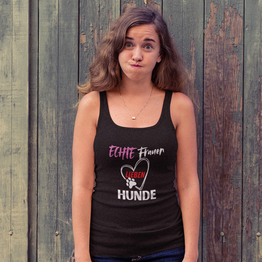 Premium Organic Tanktop Women - ECHTE Frauen LIEBEN HUNDE
