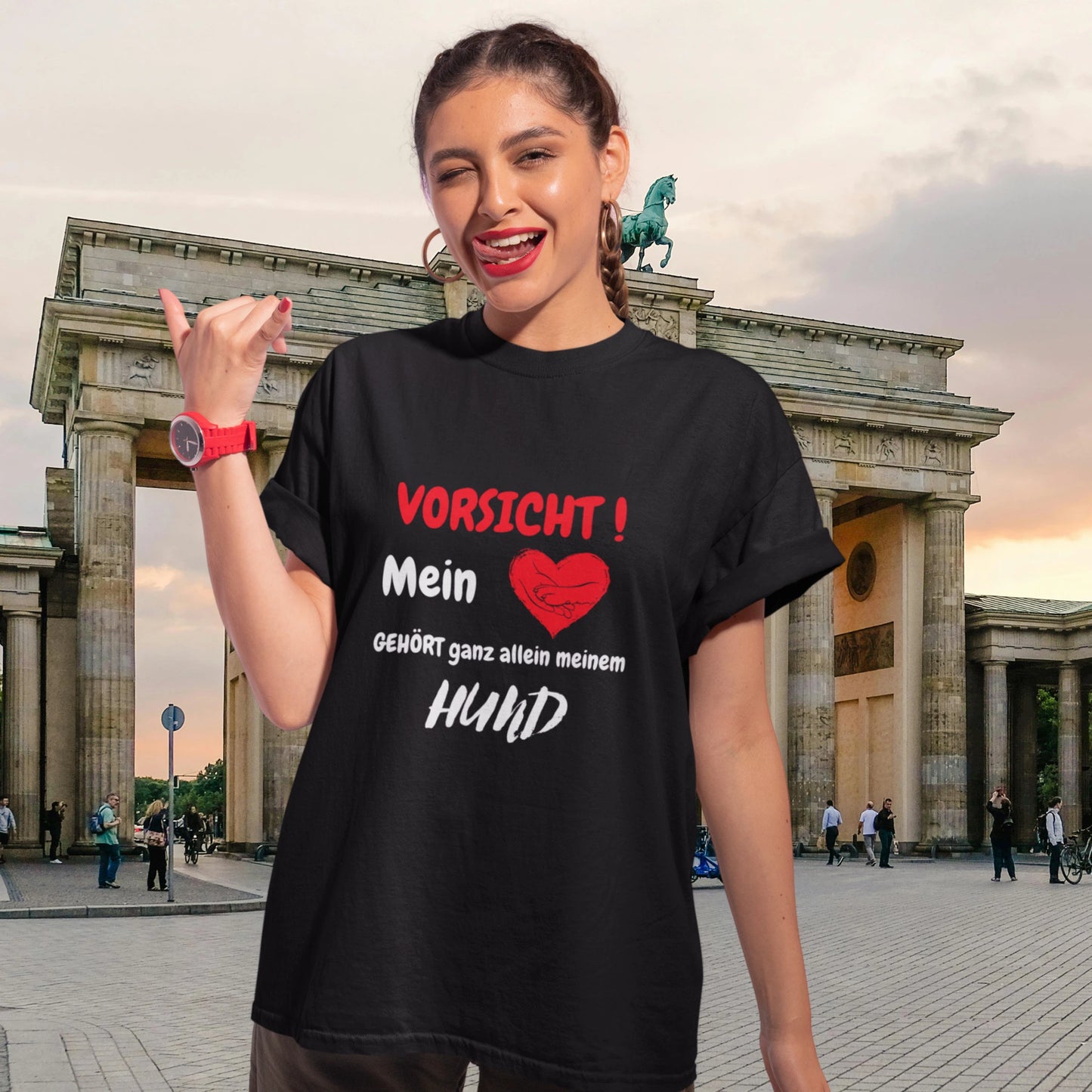 VACANCY Oversized Shirt - VORSICHT !Mein Herz GEHÖRT ganz allein meinem HUND