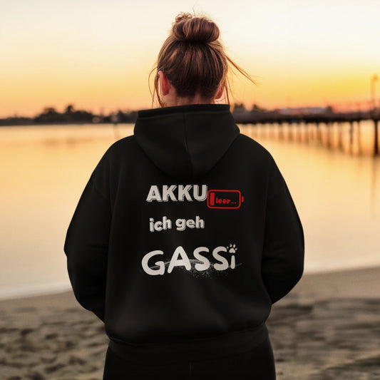 VACANCY Oversized Zipper Hoodie - AKKU leer ich geh GASSi