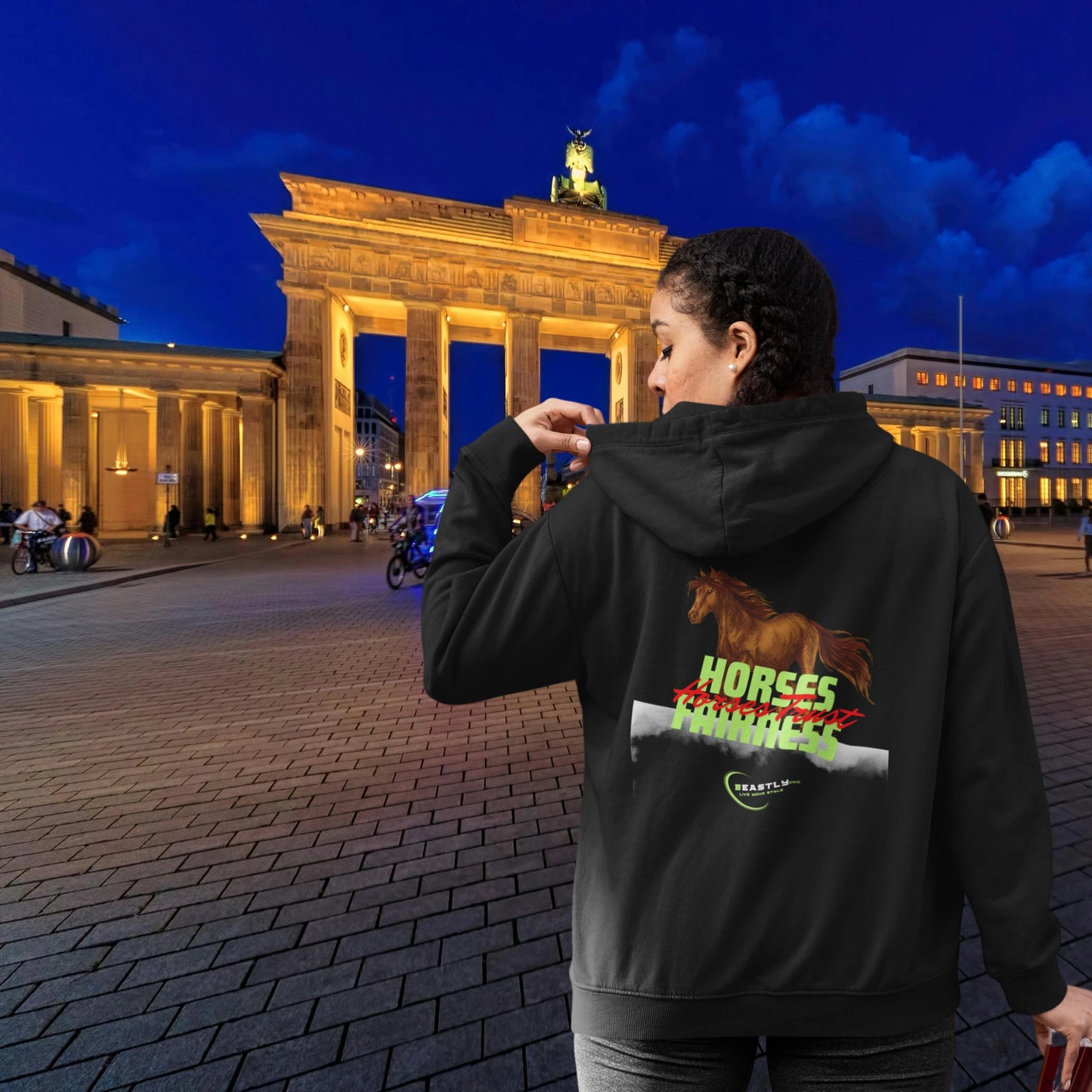 VACANCY Oversized Zipper Hoodie - Beastlychic Marke - HORSES FAIRNESS
