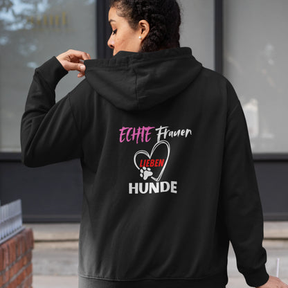 VACANCY Oversized Zipper Hoodie - ECHTE Frauen LIEBEN HUNDE