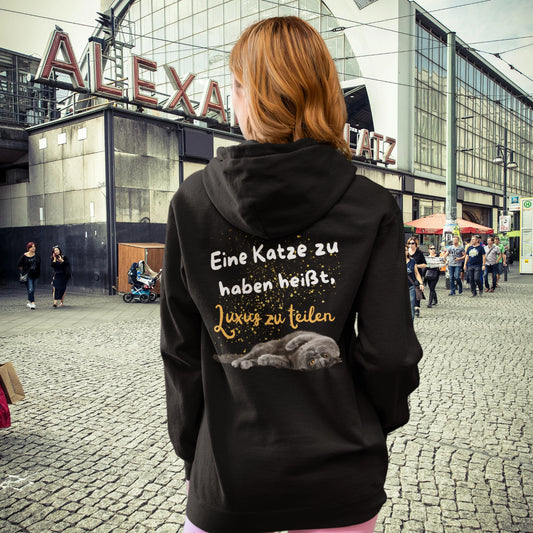 VACANCY Oversized Zipper Hoodie - Eine Katze zu haben heißt, Luxus zu teilen