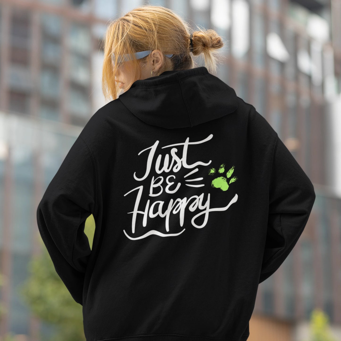 VACANCY Oversized Zipper Hoodie - Just be Happy