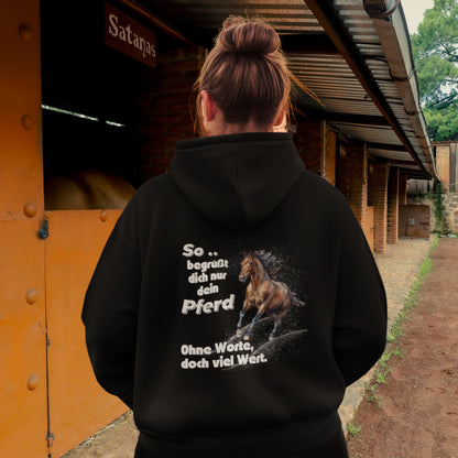 VACANCY Oversized Zipper Hoodie - So begrüßt dich nur dein Pferd Ohne Worte doch viel Wert