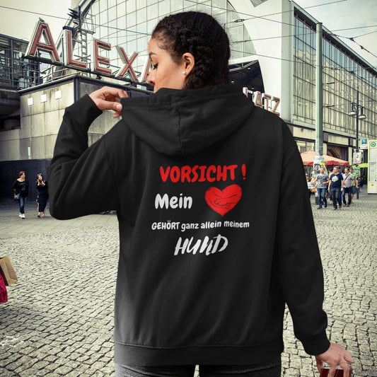 VACANCY Oversized Zipper Hoodie - VORSICHT ! Mein Herz GEHÖRT ganz allein meinem Hund