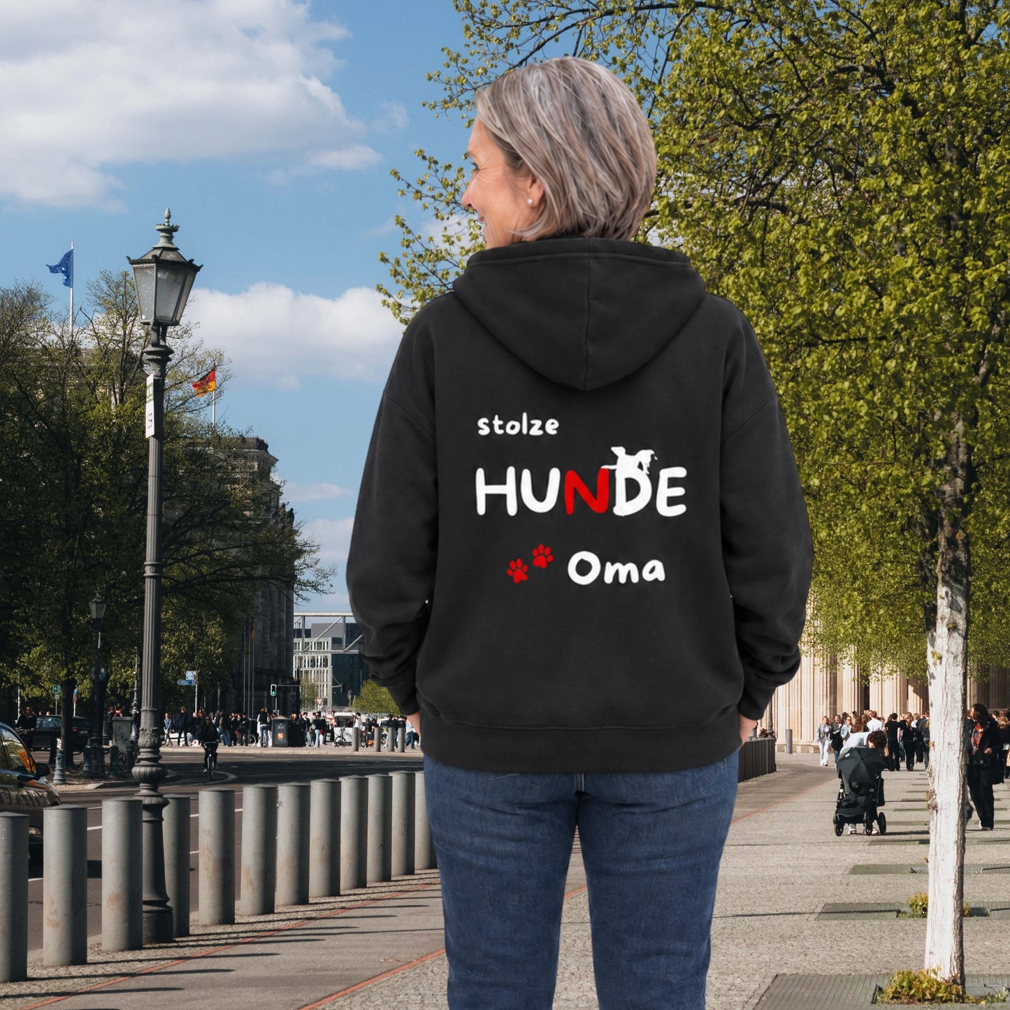 VACANCY Oversized Zipper Hoodie - stolze HUNDE Oma