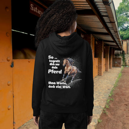 Classic Zipper Hoodie Unisex - So begrüßt dich nur dein Pferd Ohne Worte , doch viel Wert.