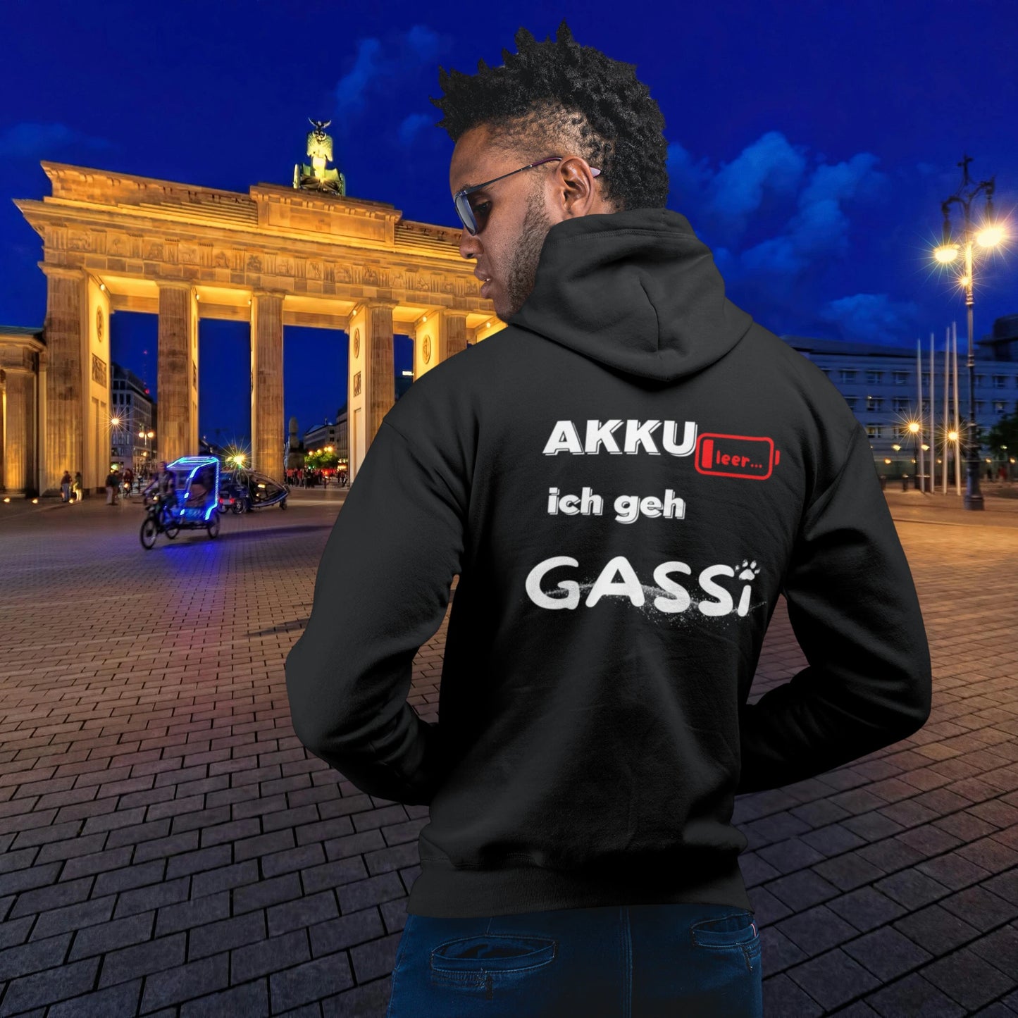 Classic Zipper Hoodie Unisex - Akku leer ich geh Gassi