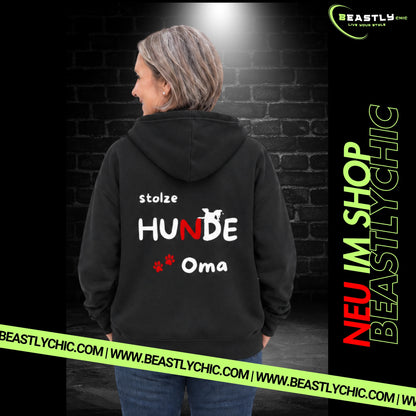VACANCY Oversized Zipper Hoodie - stolze HUNDE Oma