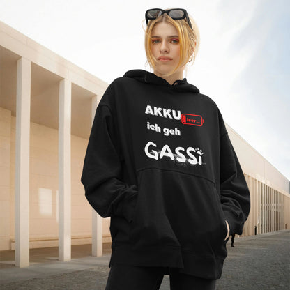 VACANCY Oversized Hoodie - AKKU leer ich geh GASSI
