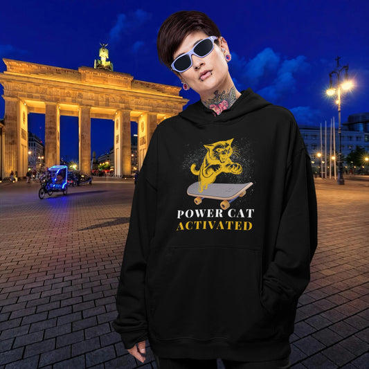 VACANCY Oversized Hoodie - POWER CAT ACTIVATED
