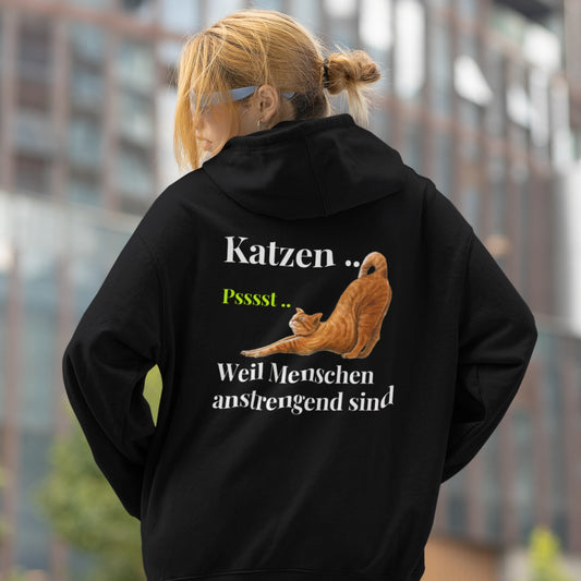 VACANCY Oversized Zipper Hoodie - Katzen .. Psssst .. Weil Menschen anstrengend sind
