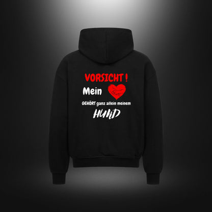 VACANCY Oversized Zipper Hoodie - VORSICHT ! Mein Herz GEHÖRT ganz allein meinem Hund
