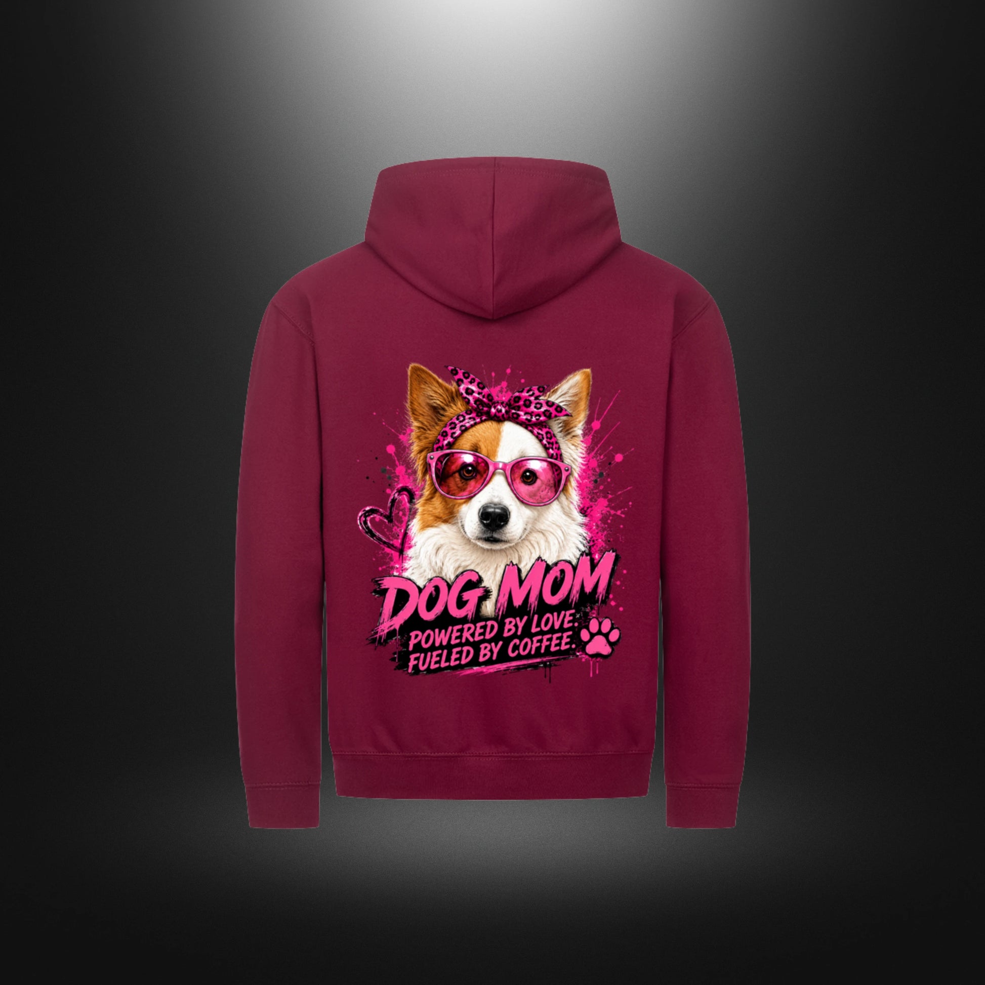 Classic Zipper Hoodie DOG MOM Border Collie in Burgunder – Rückansicht