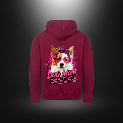 Classic Zipper Hoodie DOG MOM Border Collie in Burgunder – Rückansicht