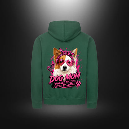 Classic Zipper Hoodie DOG MOM Border Collie in Flaschengrün – Rückansicht