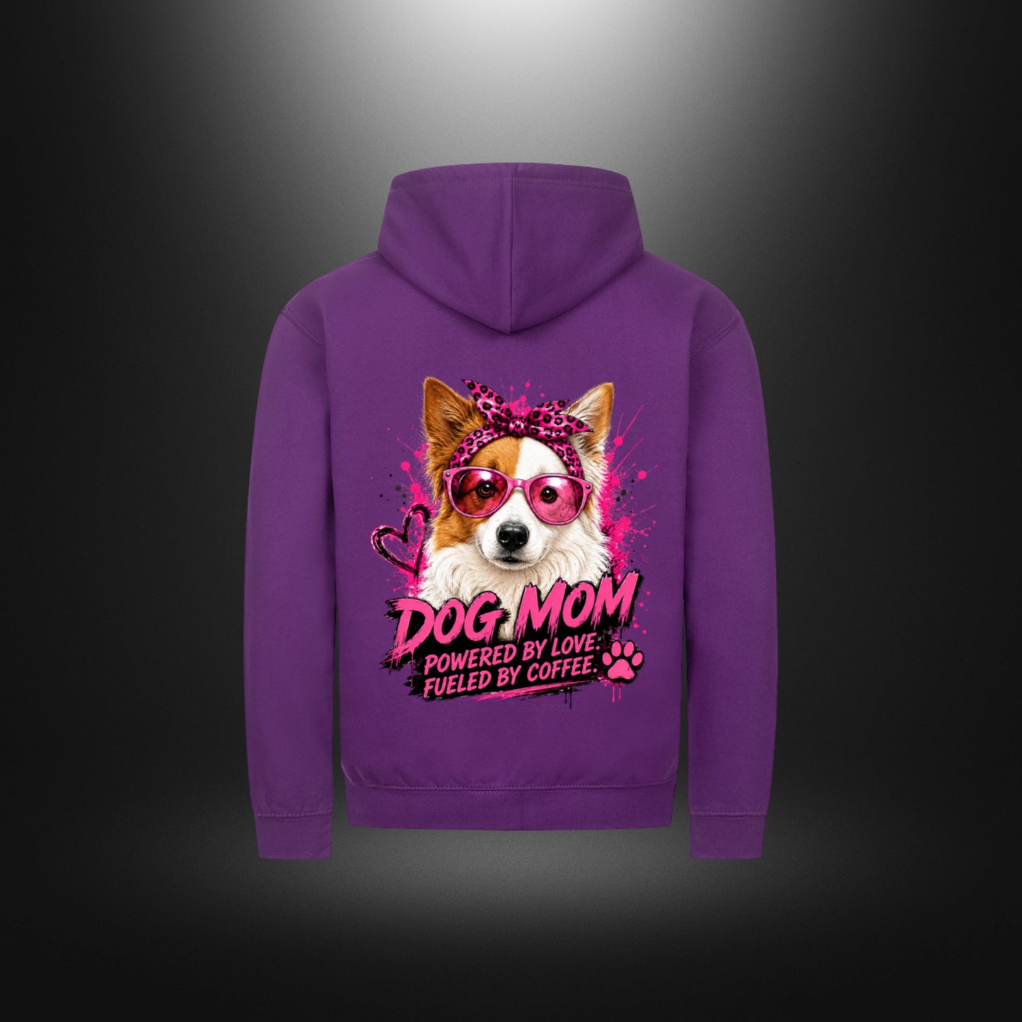 Classic Zipper Hoodie DOG MOM Border Collie in Lila – Rückansicht