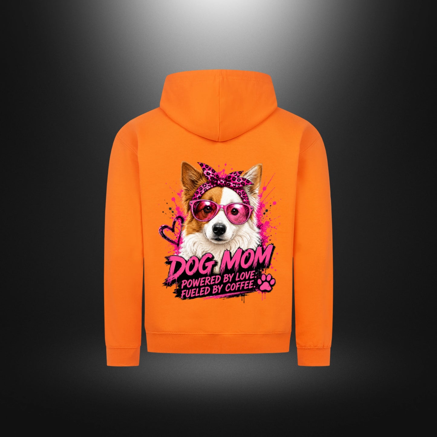 Classic Zipper Hoodie DOG MOM Border Collie in Orange Crush – Rückansicht
