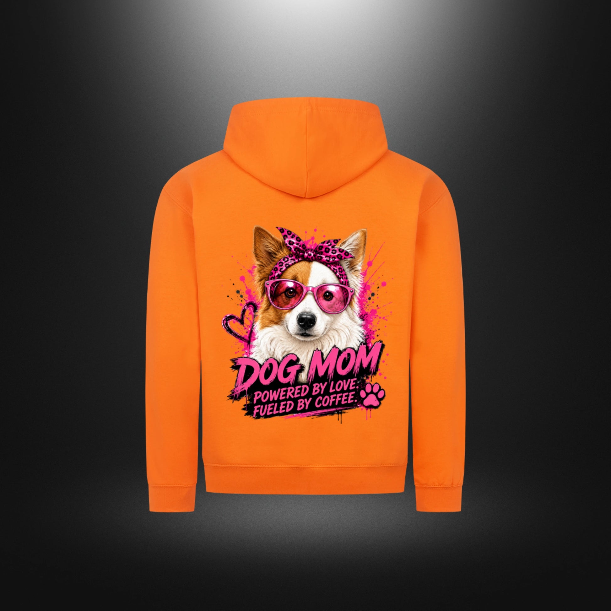 Classic Zipper Hoodie DOG MOM Border Collie in Orange Crush – Rückansicht