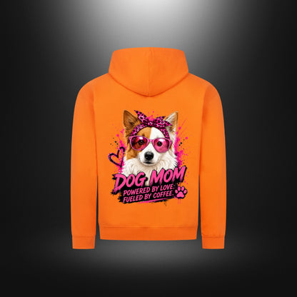 Classic Zipper Hoodie DOG MOM Border Collie in Orange Crush – Rückansicht
