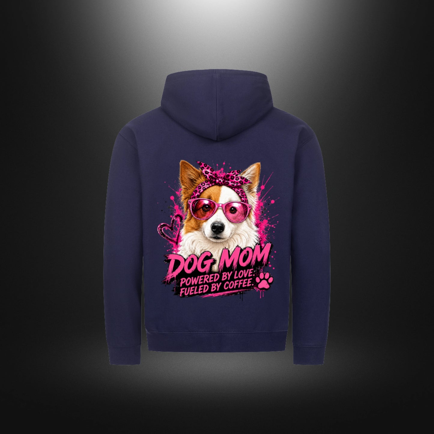 Classic Zipper Hoodie DOG MOM Border Collie in Oxford Marineblau – Rückansicht