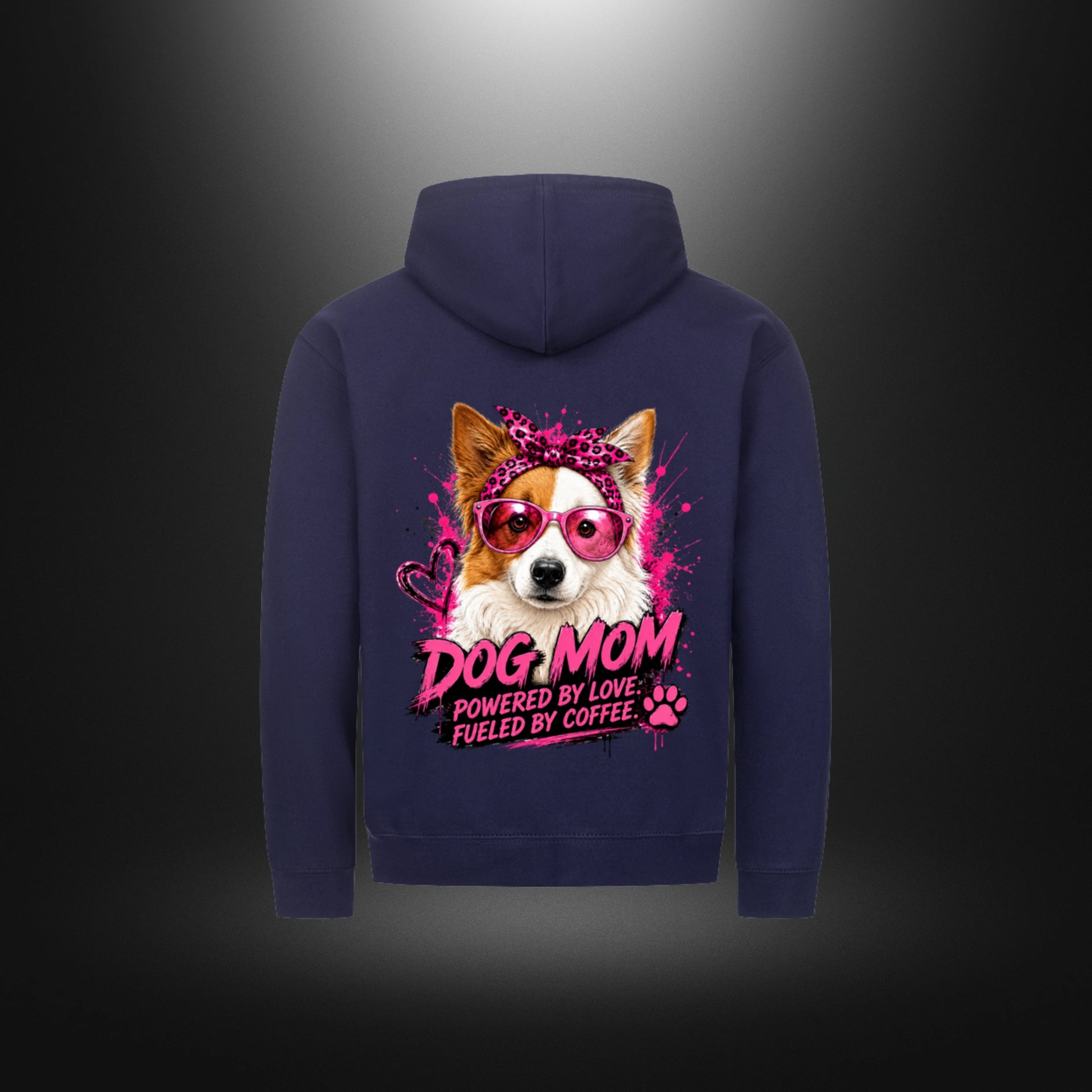 Classic Zipper Hoodie DOG MOM Border Collie in Oxford Marineblau – Rückansicht