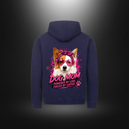 Classic Zipper Hoodie DOG MOM Border Collie in Oxford Marineblau – Rückansicht