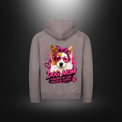 Classic Zipper Hoodie DOG MOM Border Collie in Stahl Grau – Rückansicht