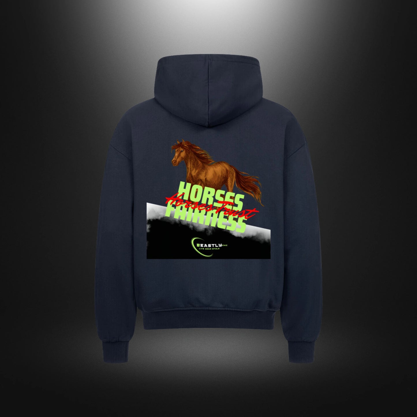 VACANCY Oversized Zipper Hoodie - Beastlychic Marke - HORSES FAIRNESS
