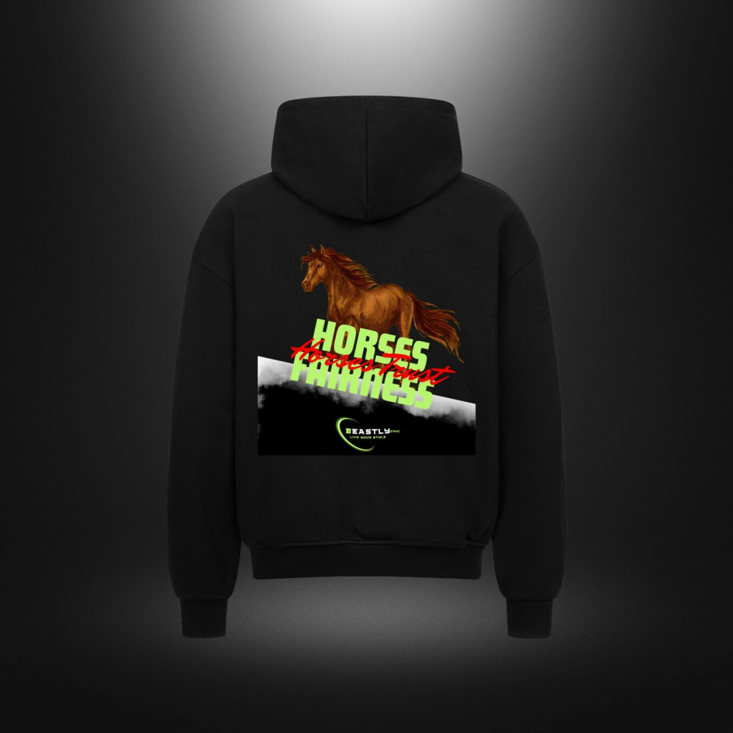 VACANCY Oversized Zipper Hoodie - Beastlychic Marke - HORSES FAIRNESS