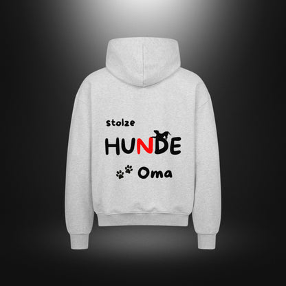 VACANCY Oversized Zipper Hoodie - stolze HUNDE Oma